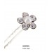 12 Piece Hair Stick Set - Clear Crystal Flower w/ Faux Pearl - CS-9004PERL